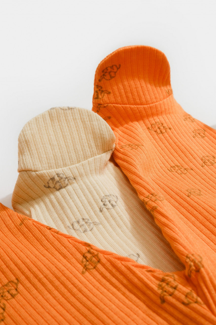 Set 2 pantalonasi cu botosei Printed, BabyCosy, 50% modal+50% bumbac, Ecru/Lavanda